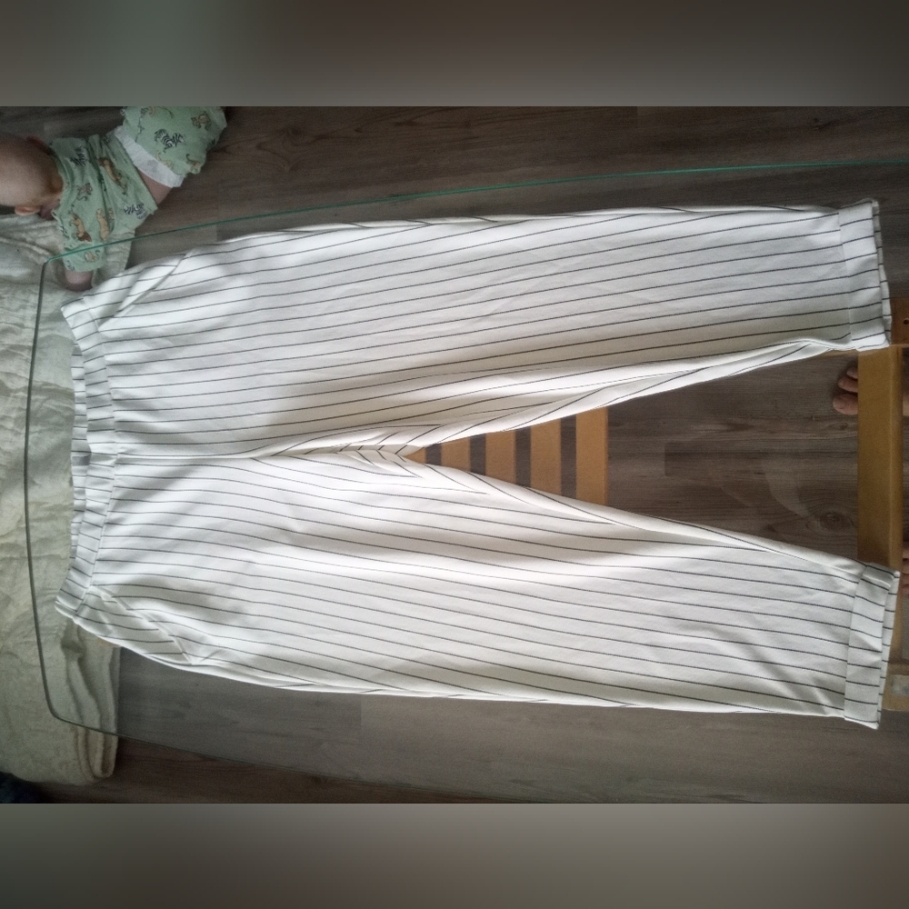 H&M Cream Striped Trousers